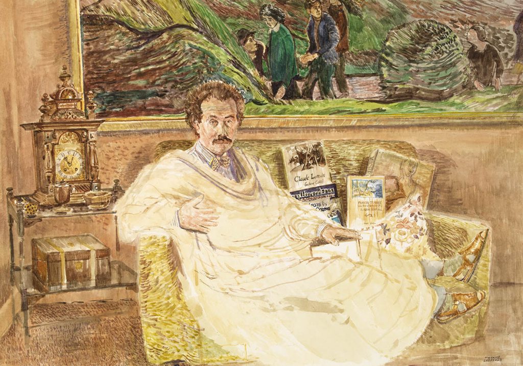 The Artist Returned from Italy by Maurice Sheppard, watercolour, 1985. National LIbrary of Wales © Maurice Sheppard PPRWS