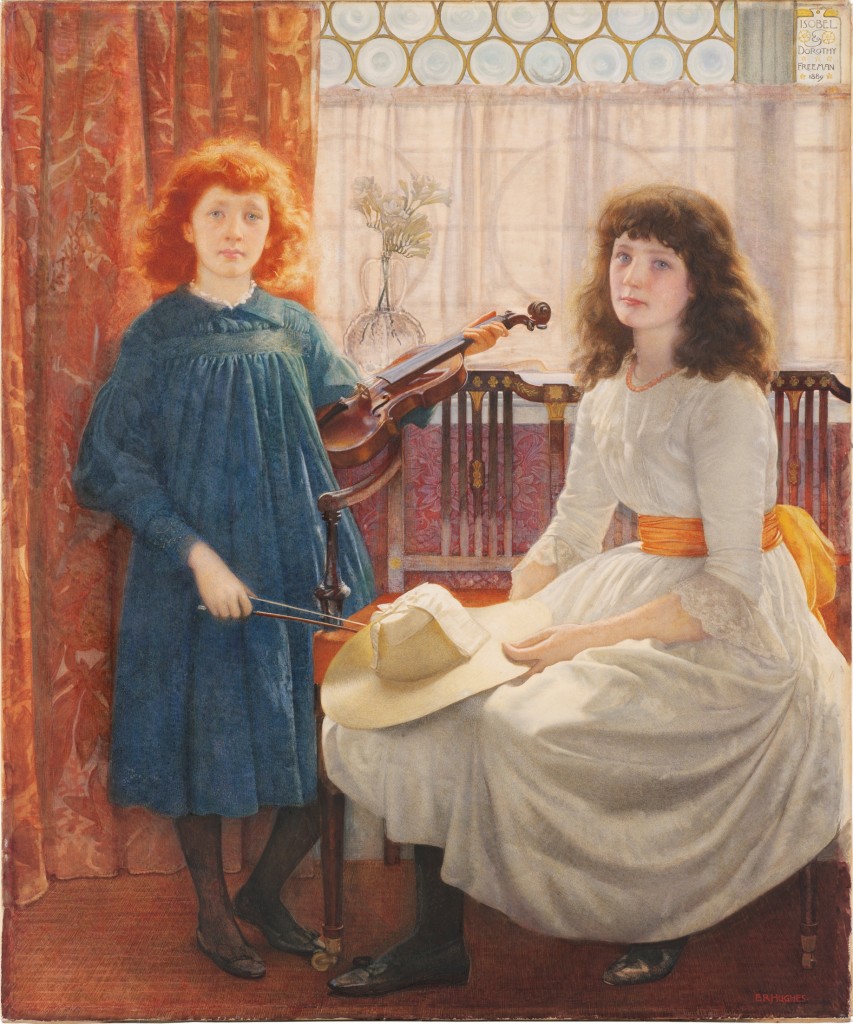 Portrait of Bell and Dorothy Freeman, watercolour on paper, by Edward Robert Hughes, signed and dated 1889. © The Geffrye Museum of the Home, London. Purchased with the assistance of the Heritage Lottery Fund, the Art Fund and the Arts Council England/Victoria and Albert Museum Purchase Grant Fund.