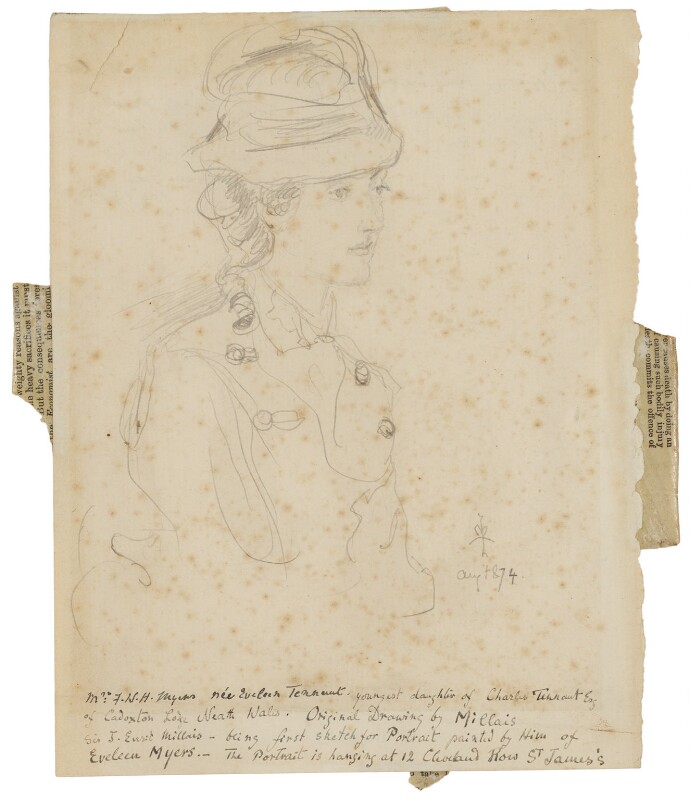 Eveleen Myers (née Tennant) by Sir John Everett Millais, 1st Bt, pencil on laid paper, August 1874 © National Portrait Gallery, London