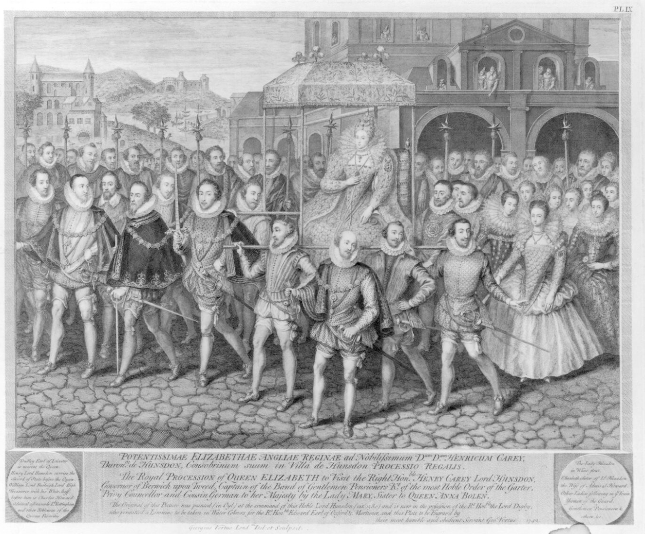 The Royal Procession of Queen Elizabeth by George Vertue, probably after Robert Peake the Elder c.1601, line engraving, 1743 © National Portrait Gallery, London