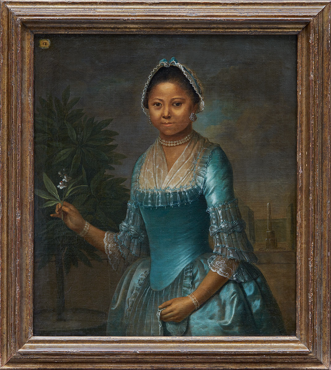 Unknown, European. Portrait of a Lady Holding an Orange Blossom, mid-18th century. Oil on canvas. Overall: 80 × 56.2 cm. Purchase, with funds from the European Curatorial Committee, 2020. 2019/2437